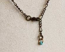 Load image into Gallery viewer, Locket Necklace with Solid Perfume, Diamond Pattern, Unique Chain with Turquoise
